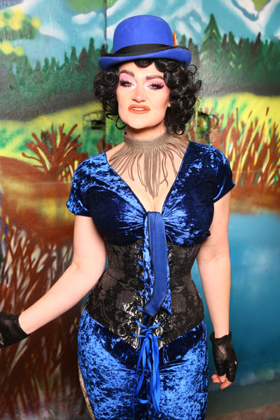 Swallowtail Corset in Black & Silver Medallion #40 - The Bells & Whistles Collection