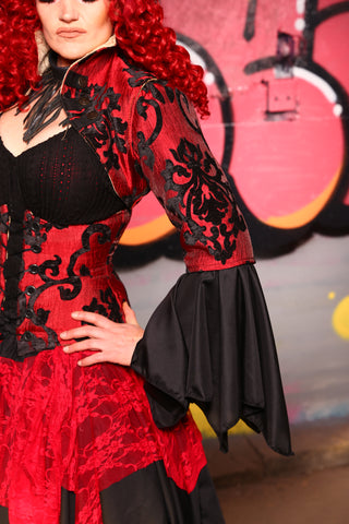 Detachable Flounce Sleeves in Red & Black Grace Chenille #12 - The Ruby Gloom Collection