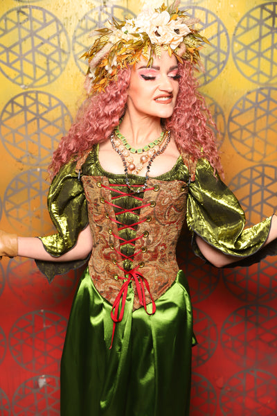 Elizabeth Corset in Antiquity Floral -  Bonfires, Blessings, and Blooms Collection