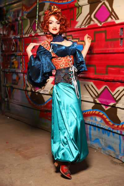 19. Harem Pants in Lagoon Shiny Satin - The Magic Carpet Ride Collection