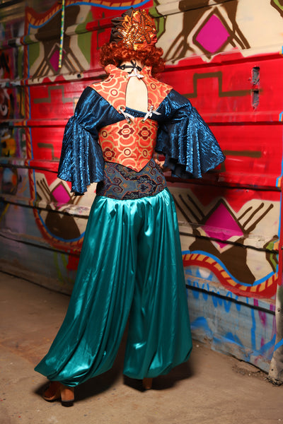 19. Harem Pants in Lagoon Shiny Satin - The Magic Carpet Ride Collection