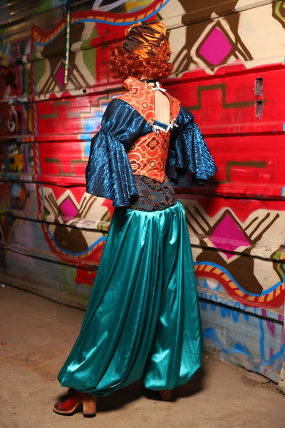 19. Harem Pants in Lagoon Shiny Satin - The Magic Carpet Ride Collection