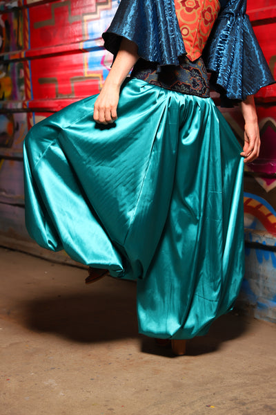 19. Harem Pants in Lagoon Shiny Satin - The Magic Carpet Ride Collection