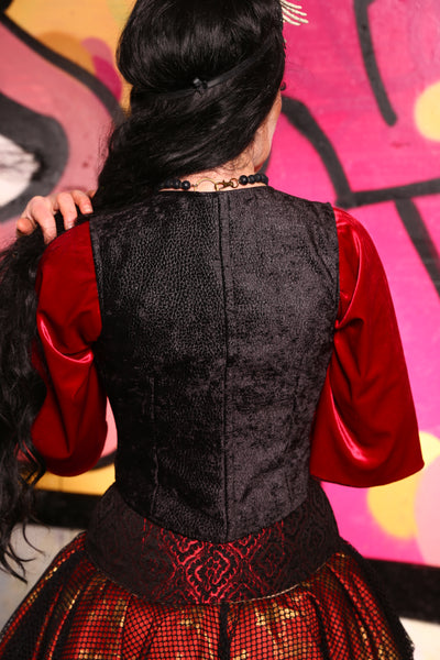 Cropped Marie Bodice in Black Scales - -"The Raven & Ruby Collection" #11 *PLEASE order by BUST Measurement, NOT waist!*