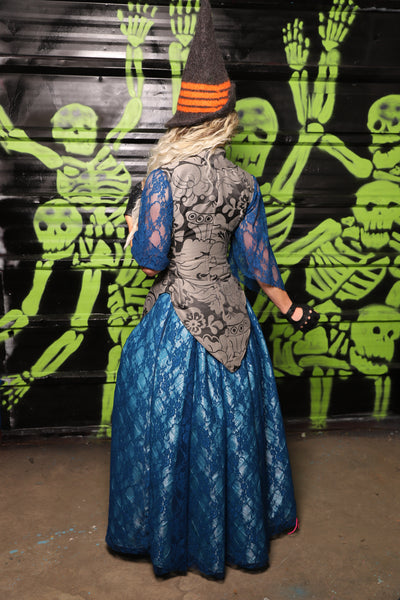 Tulip Skirt in Glass Blue Pintuck & Cobolt Blue Lace - Spooky Saturday Part 7