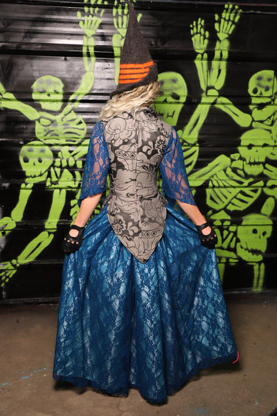 Tulip Skirt in Glass Blue Pintuck & Cobolt Blue Lace - Spooky Saturday Part 7