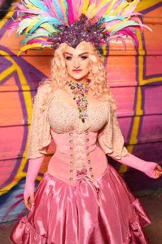 Wench Corset In Candy Pink Velvet #24 - "Paradise Estate Collection"