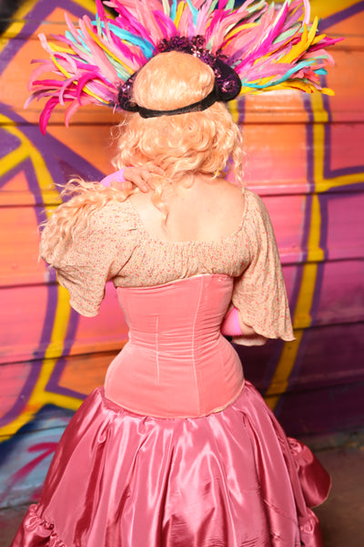 Wench Corset In Candy Pink Velvet #24 - "Paradise Estate Collection"