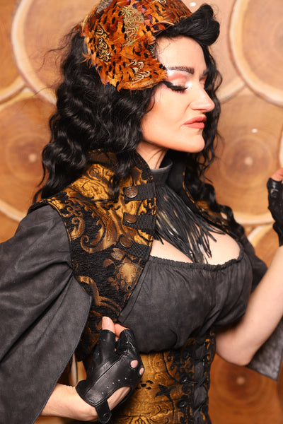 24. Sgt Pepper Vest in Black and Gold Medallion - The Darling Starling Collection