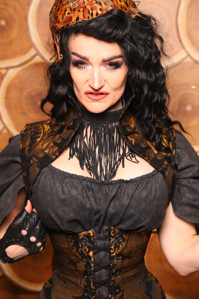 24. Sgt Pepper Vest in Black and Gold Medallion - The Darling Starling Collection