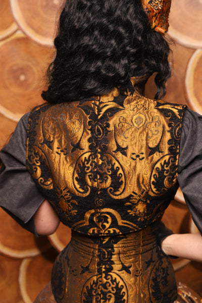 24. Sgt Pepper Vest in Black and Gold Medallion - The Darling Starling Collection