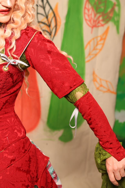 Detachable Elbow Sleeves in Scarlet Medallion - Nimble Thimble Collection