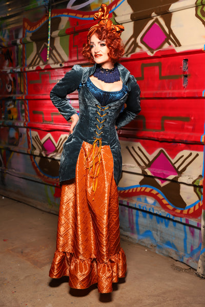 24. Tulip Skirt with ruffle in Shiny New Pumpkin Pintuck - The Magic Carpet Ride Collection