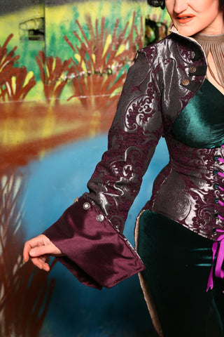 Detachable Buccaneer Sleeves in Plum & Silver Medallion #17 - The Bells & Whistles Collection