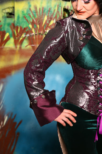 Detachable Buccaneer Sleeves in Plum & Silver Medallion #17 - The Bells & Whistles Collection