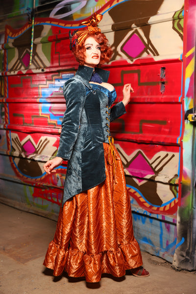 24. Tulip Skirt with ruffle in Shiny New Pumpkin Pintuck - The Magic Carpet Ride Collection