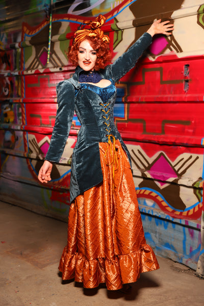 24. Tulip Skirt with ruffle in Shiny New Pumpkin Pintuck - The Magic Carpet Ride Collection