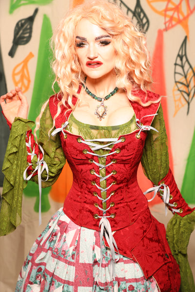 Petite Aurora Corset in Scarlet Medallion - Nimble Thimble Collection