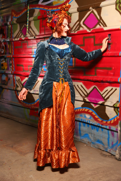 24. Tulip Skirt with ruffle in Shiny New Pumpkin Pintuck - The Magic Carpet Ride Collection
