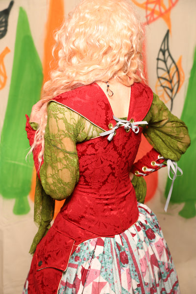 Petite Aurora Corset in Scarlet Medallion - Nimble Thimble Collection