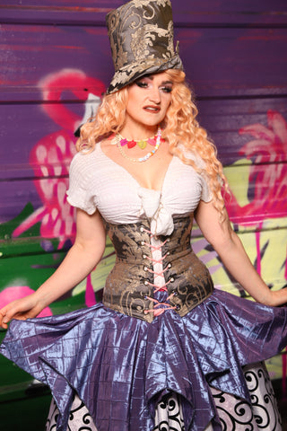 Wench Corset in Gravestone Damask - The Dragon Fruit Diva Collection