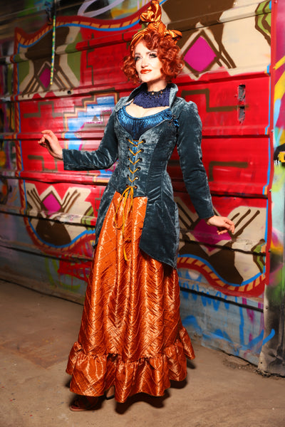24. Tulip Skirt with ruffle in Shiny New Pumpkin Pintuck - The Magic Carpet Ride Collection