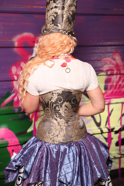Wench Corset in Gravestone Damask - The Dragon Fruit Diva Collection