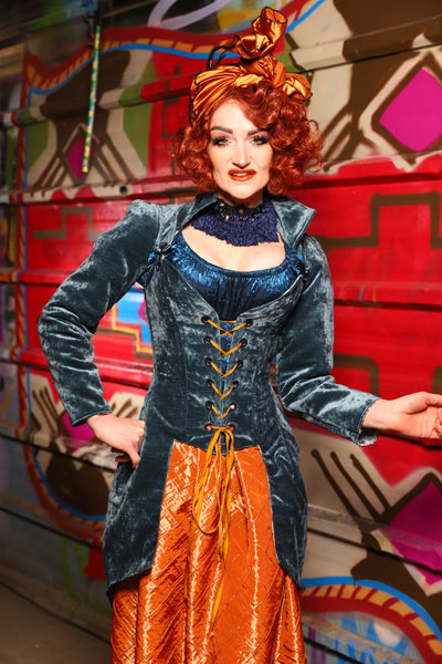 21. PETITE Overbust Tailed Corset in Canon Beach Velvet - The Magic Carpet Ride Collection