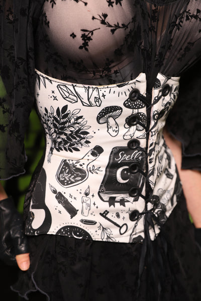 *2 Variants! FULL & Petite Wench* in Black Damask Jacquard w/front panels in Spell Book Witch - Spooky Saturday Part 8