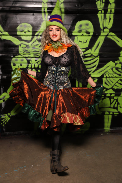 Mini Fairy Skirt in Copper Pintuck w/patchwork ruffle  - Spooky Saturday Part 8