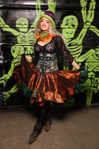 Mini Fairy Skirt in Copper Pintuck w/patchwork ruffle  - Spooky Saturday Part 8