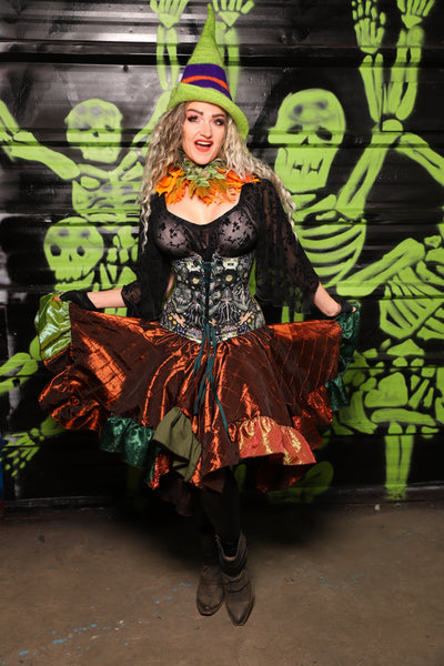 Mini Fairy Skirt in Copper Pintuck w/patchwork ruffle  - Spooky Saturday Part 8