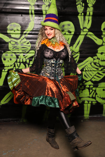 Mini Fairy Skirt in Copper Pintuck w/patchwork ruffle  - Spooky Saturday Part 8
