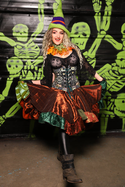 Mini Fairy Skirt in Copper Pintuck w/patchwork ruffle  - Spooky Saturday Part 8