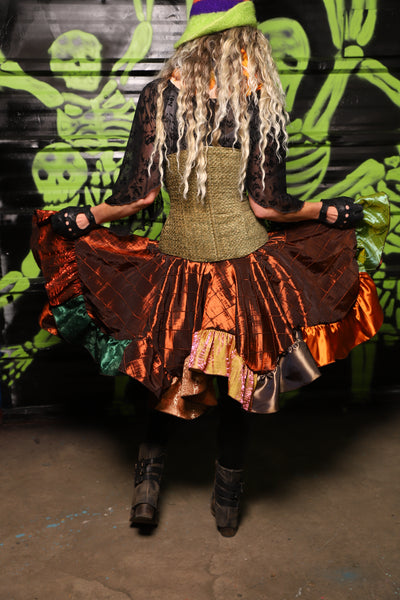 Mini Fairy Skirt in Copper Pintuck w/patchwork ruffle  - Spooky Saturday Part 8