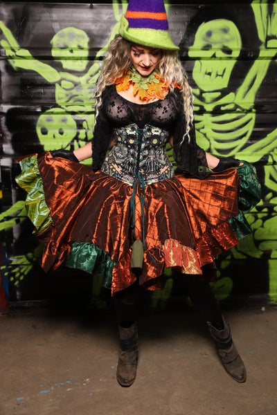 Mini Fairy Skirt in Copper Pintuck w/patchwork ruffle  - Spooky Saturday Part 8