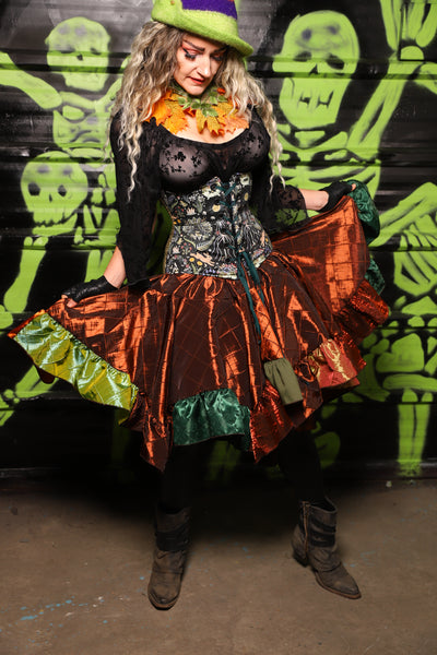 Mini Fairy Skirt in Copper Pintuck w/patchwork ruffle  - Spooky Saturday Part 8