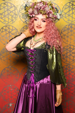 16. Elizabeth Corset in Coal Velvet -  Bonfires, Blessings, and Blooms Collection