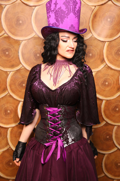 23. Petite Wench Corset in Plum and Silver Medallion - The Darling Starling Collection