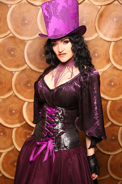 23. Petite Wench Corset in Plum and Silver Medallion - The Darling Starling Collection