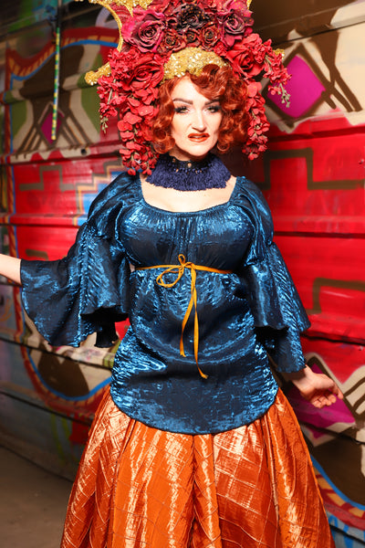 12. Flounce Blouse in Dark Sapphire Crushed Shimmer - The Magic Carpet Ride Collection