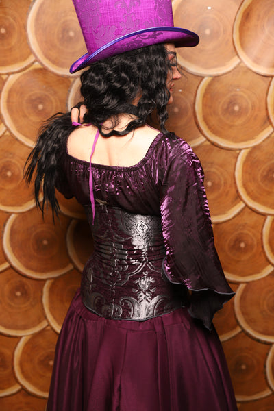 23. Petite Wench Corset in Plum and Silver Medallion - The Darling Starling Collection