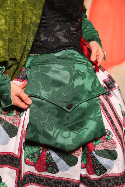 Huge Bleeping Hip Pouch in Shamrock Damask - Nimble Thimble Collection