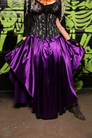 Crescent Skirt in Grape Stretch Satin - Spooky Saturday Part 8