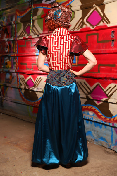 18. Harem Pants in Dark Teal Shiny Satin - The Magic Carpet Ride Collection