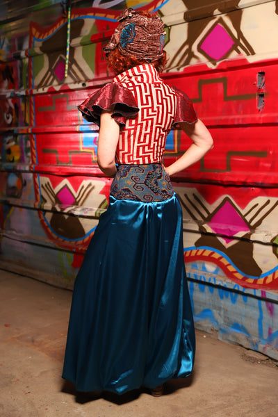 18. Harem Pants in Dark Teal Shiny Satin - The Magic Carpet Ride Collection