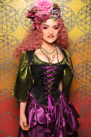 21. Elizabeth Corset in Pitch Black Medallion -  Bonfires, Blessings, and Blooms Collection