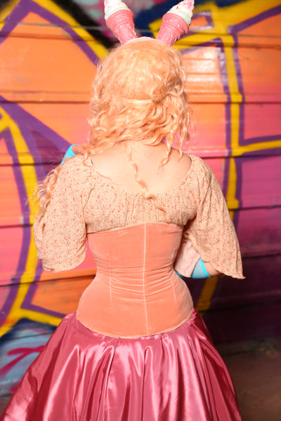 Wench Corset In Peachy Pink Velvet #25 - "Paradise Estate Collection"