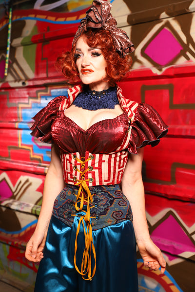 09. Cropped Vixen w/collar in Red Maze - The Magic Carpet Ride Collection