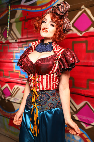 09. Cropped Vixen w/collar in Red Maze - The Magic Carpet Ride Collection